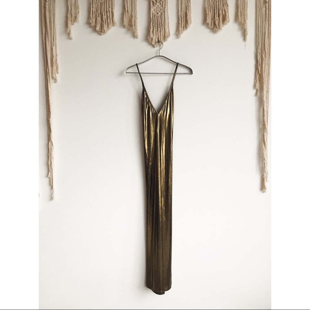 Great gold nye long dress metallic sexy chic
